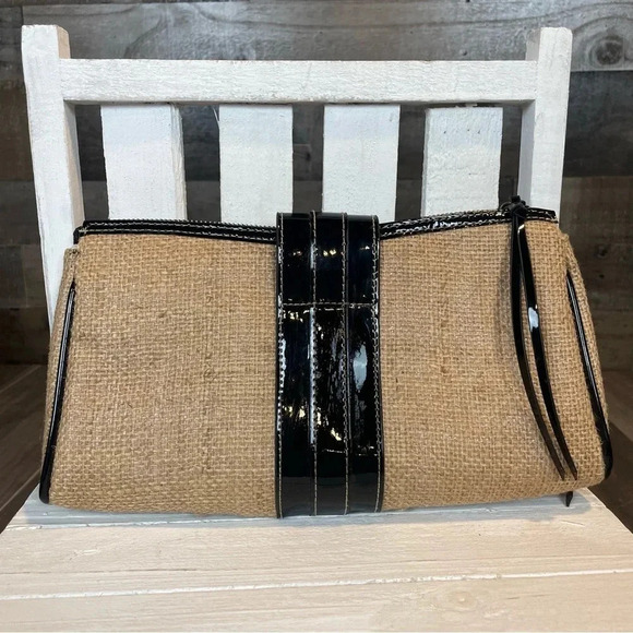 ABS by Allen Schwartz Patent Leather/Jute Clutch • Never Used - Picture 3 of 5